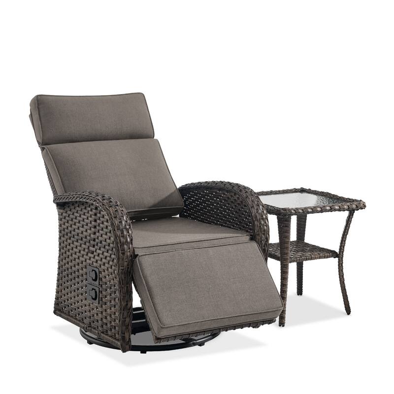 Pocassy Lounge Chair Swivel Reclining Chair with Adjustable Backrest