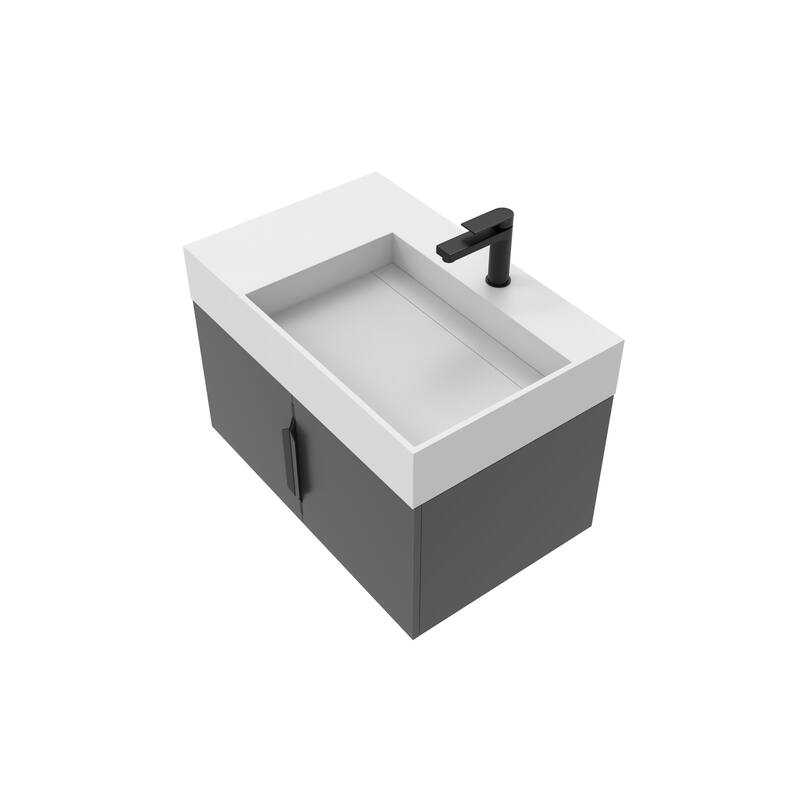 Amazon 30" Wall Mounted Bathroom Right Basin Vanity Set w/ White Top