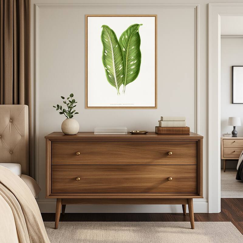 Green Dieffenbachia Baraquiniana Leaf Illustration by Les Plantes a Framed Canvas Wall Art Print
