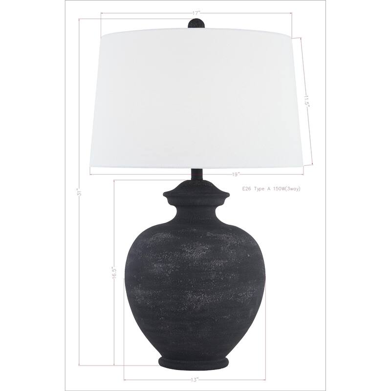 Memphis 32" Table Lamp with Linen Shade, Black