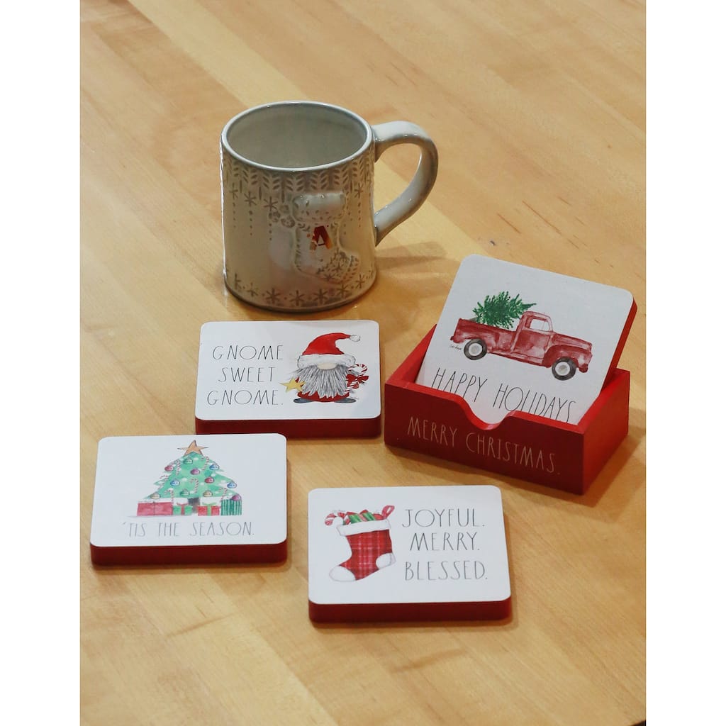 Rae Dunn Set of 4 Christmas Themed Drink Coasters