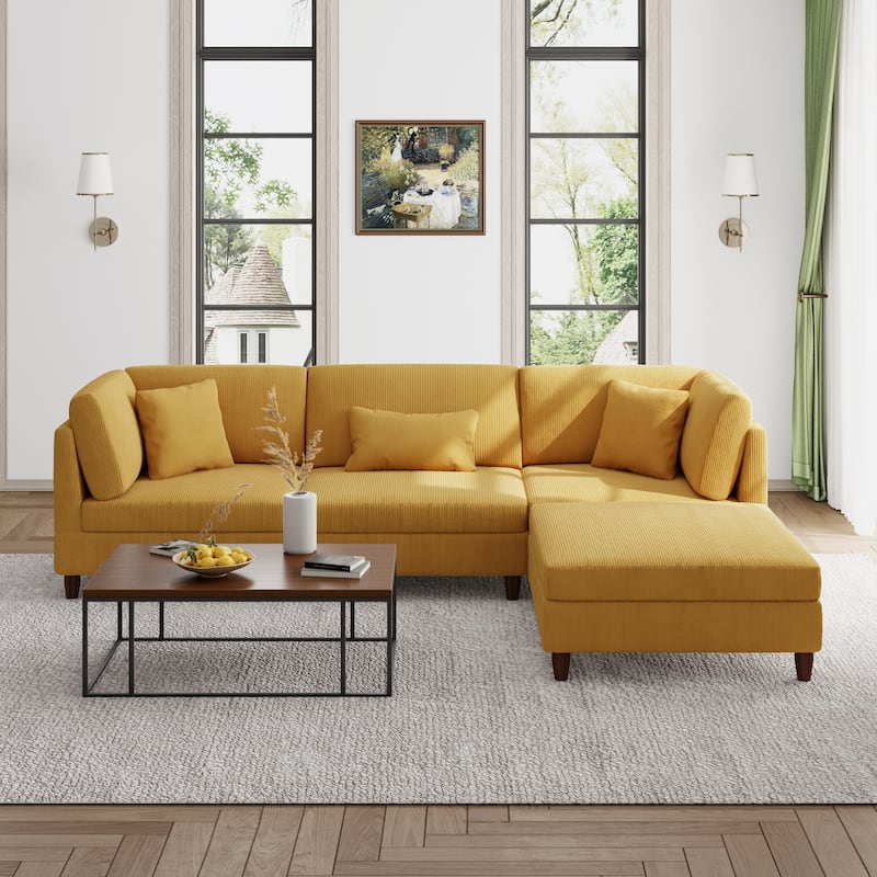 Modern Oversized Modular Corduroy Sectional Sofa Set