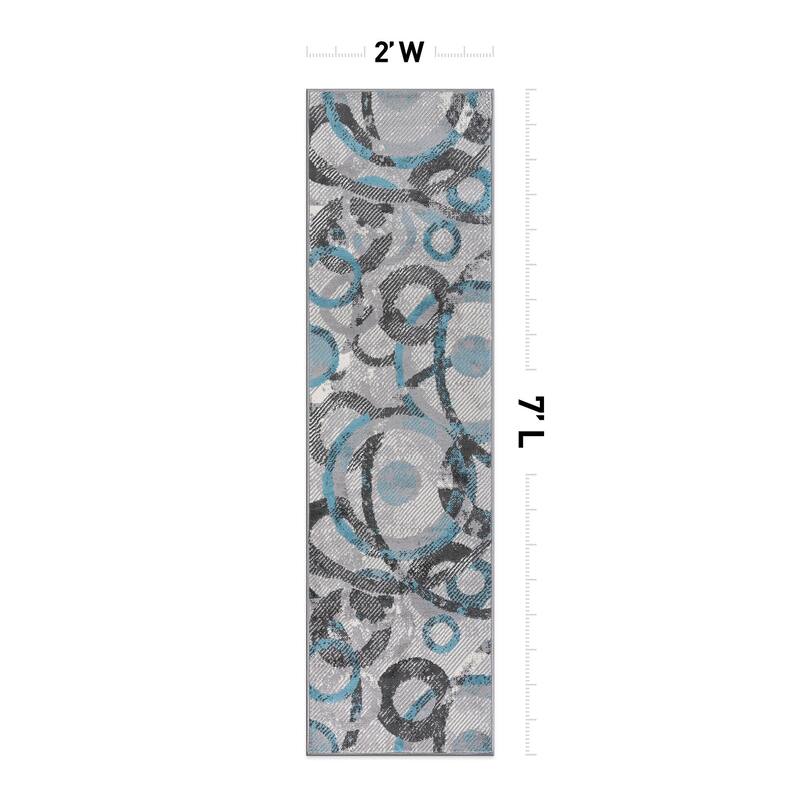 World Rug Gallery Distressed Modern Circles Area Rug