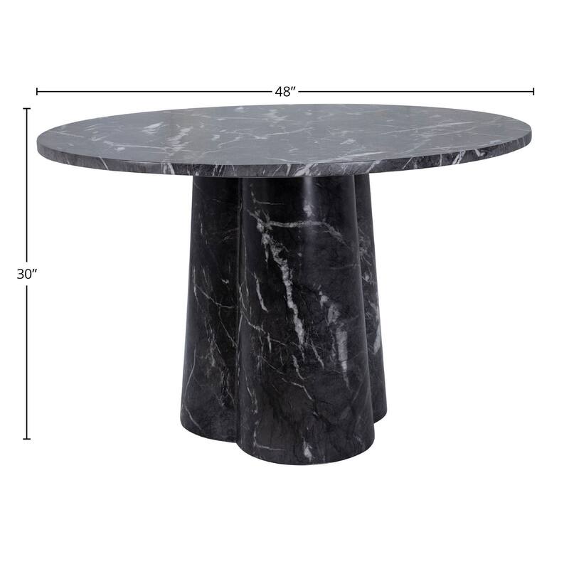 Adonis 48" Round Black Marble Transfer Concrete Pedestal Table