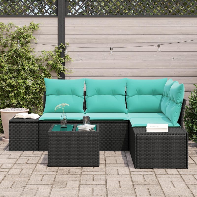 vidaXL 5 Piece Garden Sofa Set with Cushions - 82.3×60.6×27.2