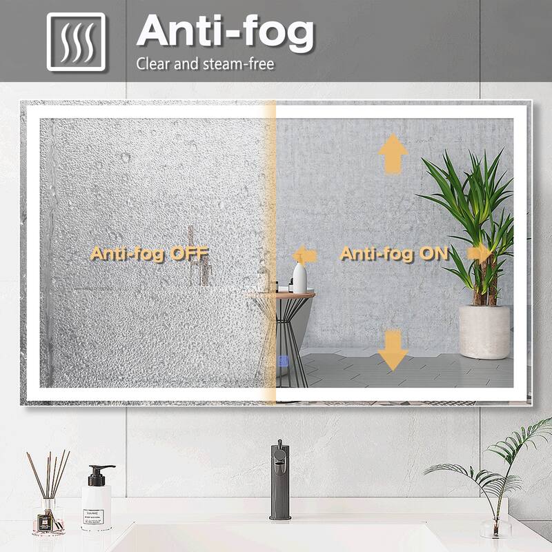 Wall Mounted Bathroom Rectangle Front And Back light LED Mirror With Anti Fog And Dimmable