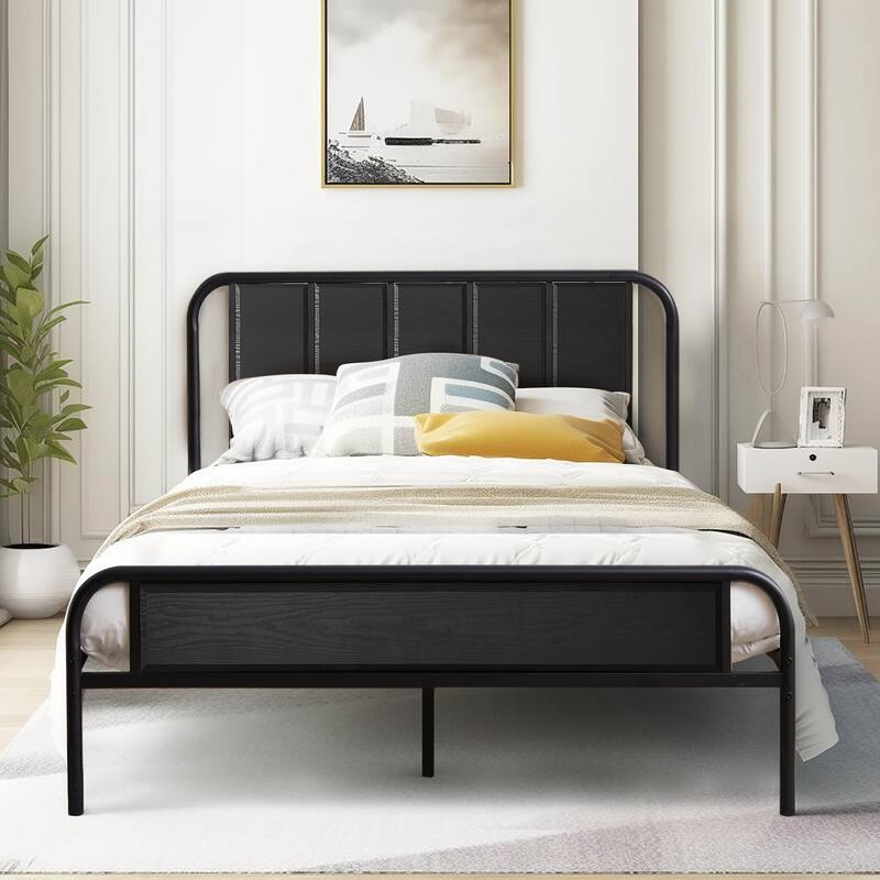 VECELO Platform Bed Frame with Wood Headboard,Twin/Full/Queen Size Bed