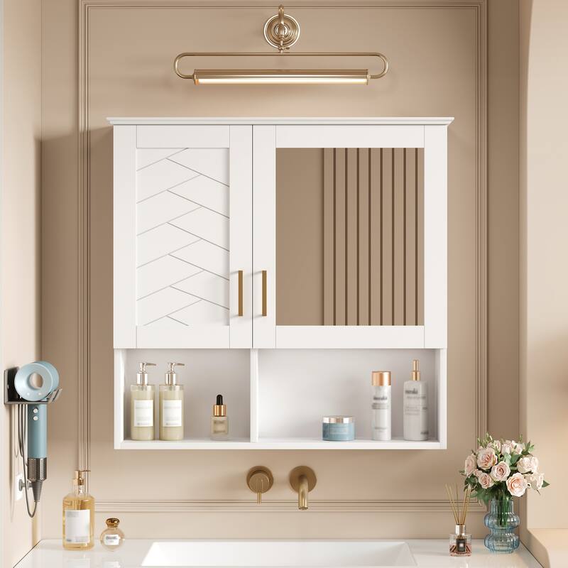 2-in-1 Bathroom Mirror Cabinet, 30 inch Wall Mounted Medicine Cabinet with Adjustable Shelves & Soft Close Doors