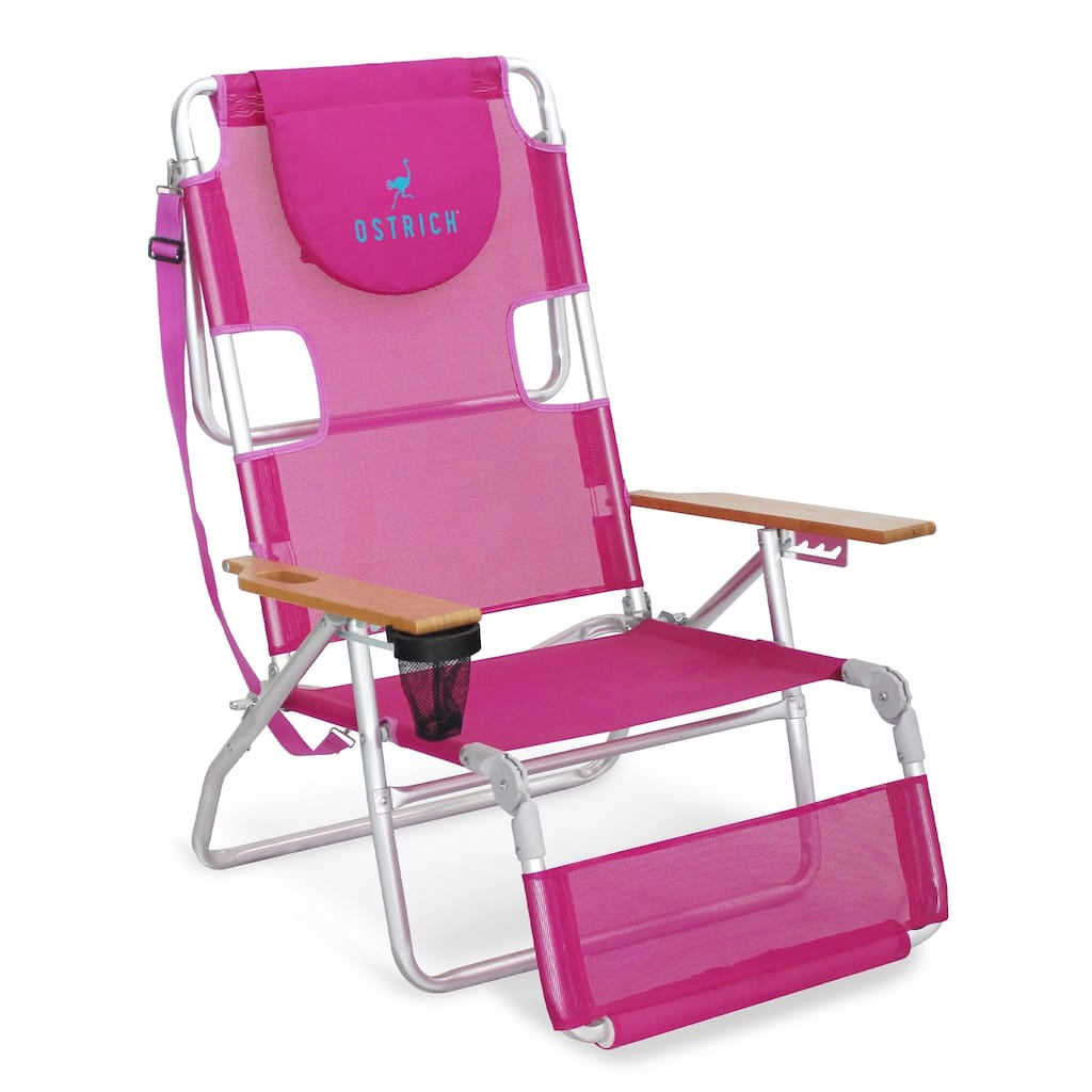 Lightweight Lawn Beach Reclining Lounge Chair with Footrest, Outdoor Furniture for Patio, Balcony, Backyard, or Porch, Pink