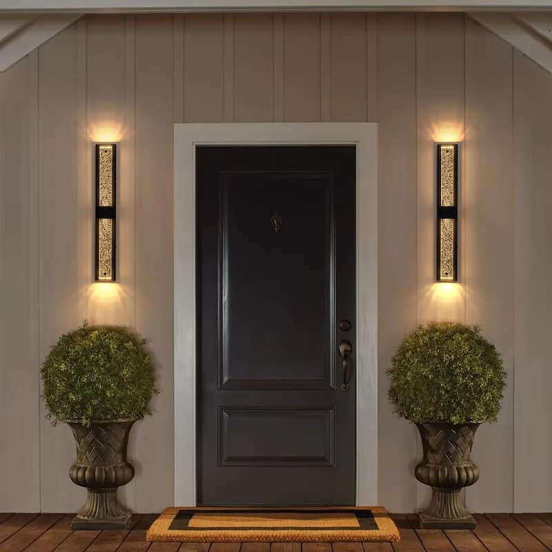 2-Light 31" Outdoor Linear Integrated LED Wall Sconce with Crystal Bulbble Glass - H31.5" x W4.7" x D2"