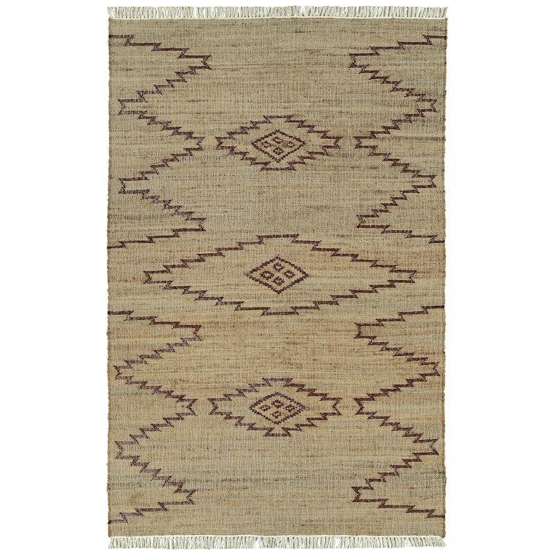 Natural Jute Black Hand-Made Indoor Area Rug - 9'6" x 13' - Navy