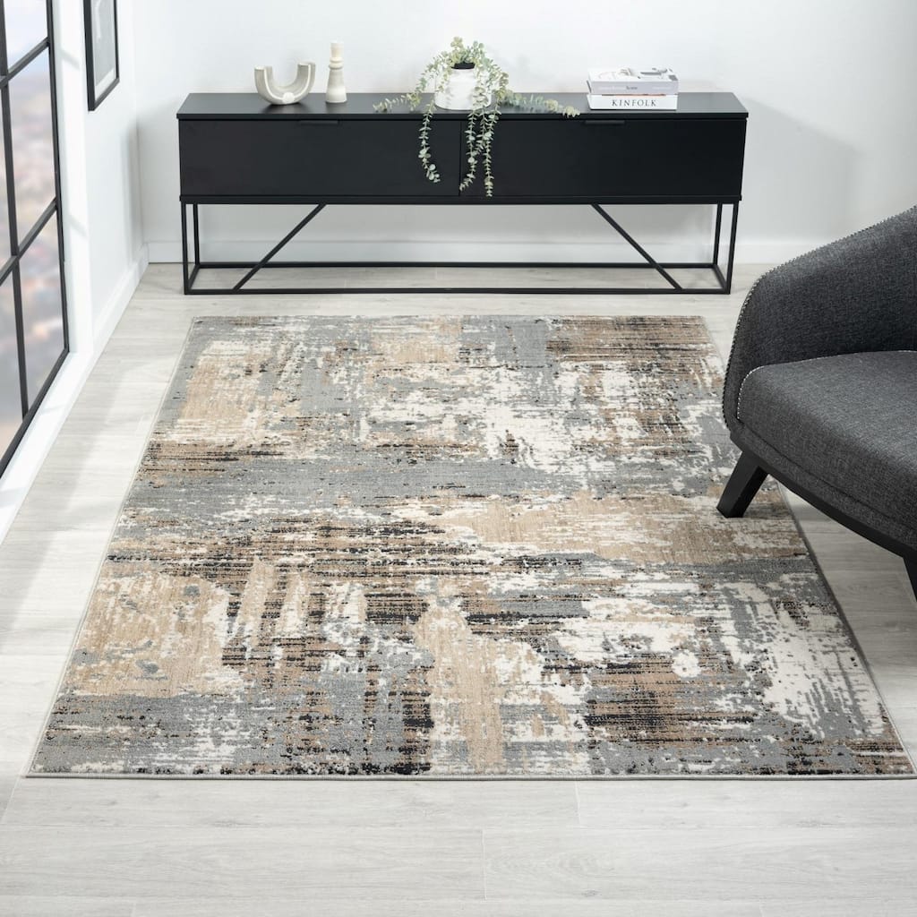 Luxe Weavers Modern Abstract Distressed Area Rug for Living Rooms and Bedrooms