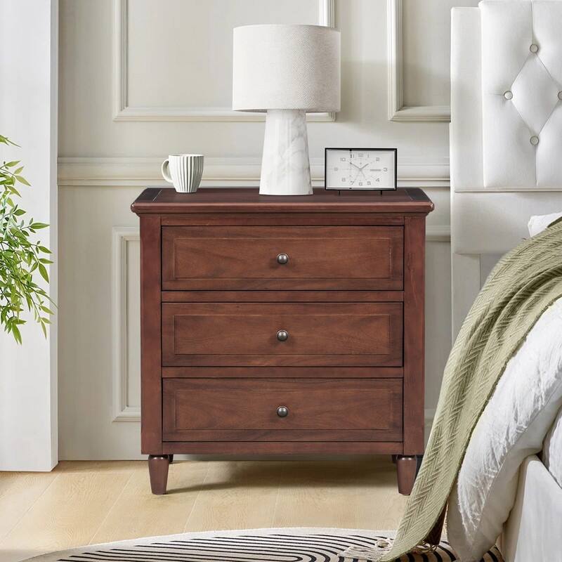 3-Drawer Wooden Nightstand