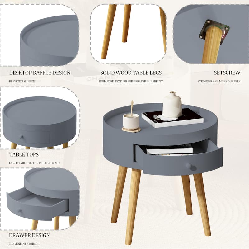 Modern Coffee Table with Drawer, Sofa Side Table