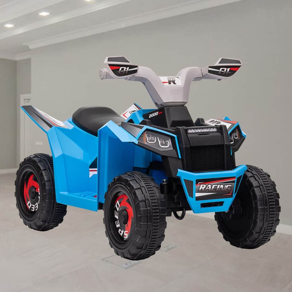 6V Kids ATV Quad Car with Back Trailer, Electric Ride-On for Toddlers with Forward/Reverse, and Wear-Resistant Wheels
