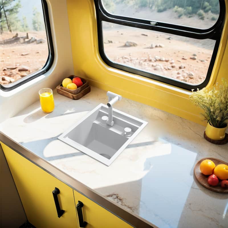 Black/SILVER/WHITE RV Sink with faucet and a foldable tap inside