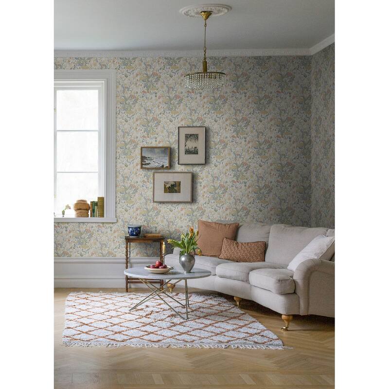 A-Street Prints Hava Neutral Meadow Flowers Wallpaper