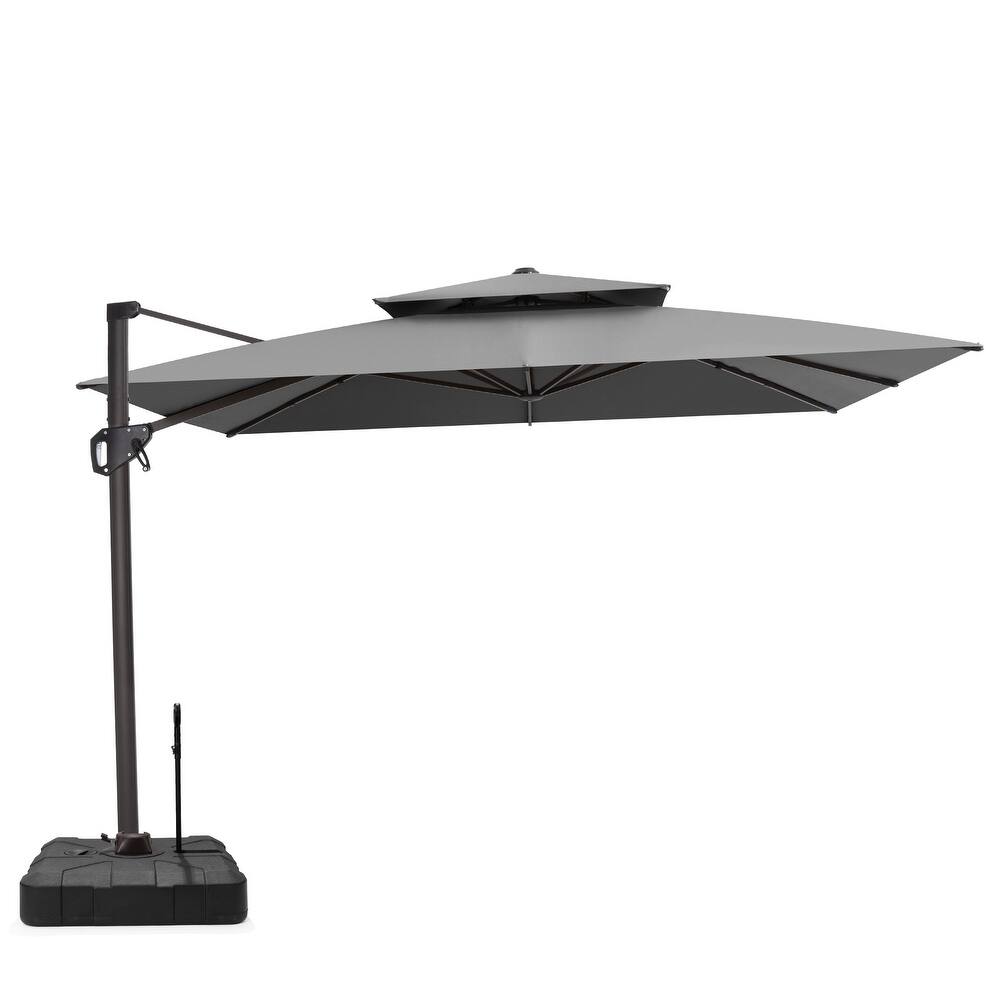 VredHom 10X10FT Offset Cantilever Patio Aluminum Umbrella with Rod Base