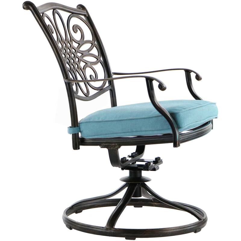 Hanover Traditions 5-Piece Dining Set in Blue with 47 In. Glass-top Table