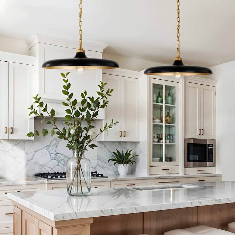 Raven Black Dome Pendant Light - 20"