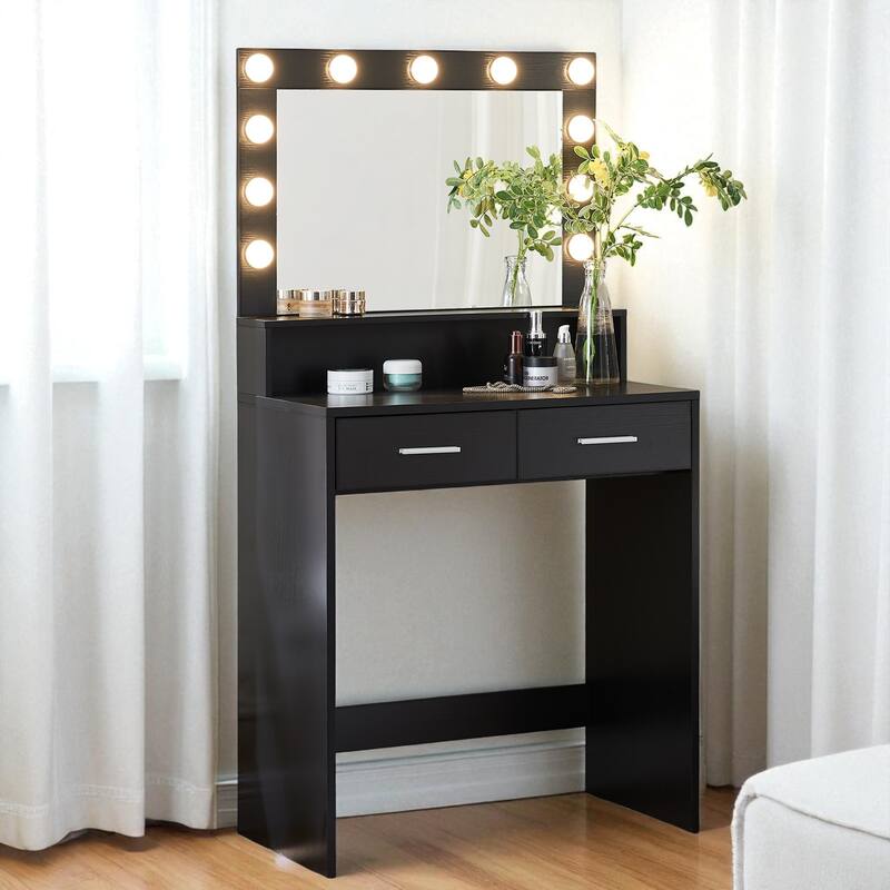 Vanity Desk with Lighted Mirror, Makeup Table with Drawers and 3 Lighting Modes for Bedroom
