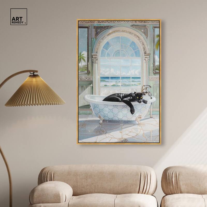 Panther Arch Bathroom Glam Canvas by Art Remedy