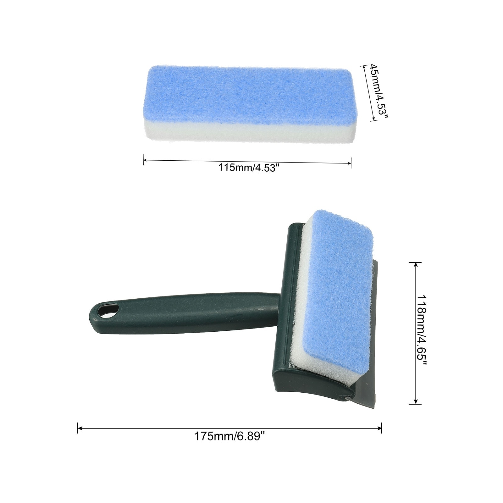 Shower Squeegee Cleaning Kit with Sponge & 2 Extra Head Green Handle - Bed  Bath & Beyond - 35709213