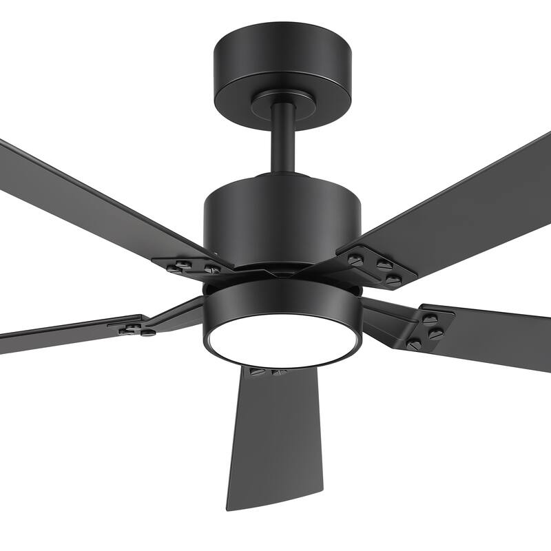 52-Inch Matte Black Ceiling Fan with RGB LED Light and Remote((5 Reversible Blades)