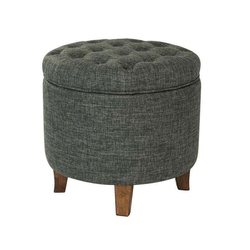 Carson Carrington Hare Button-tufted Round Storage Ottoman