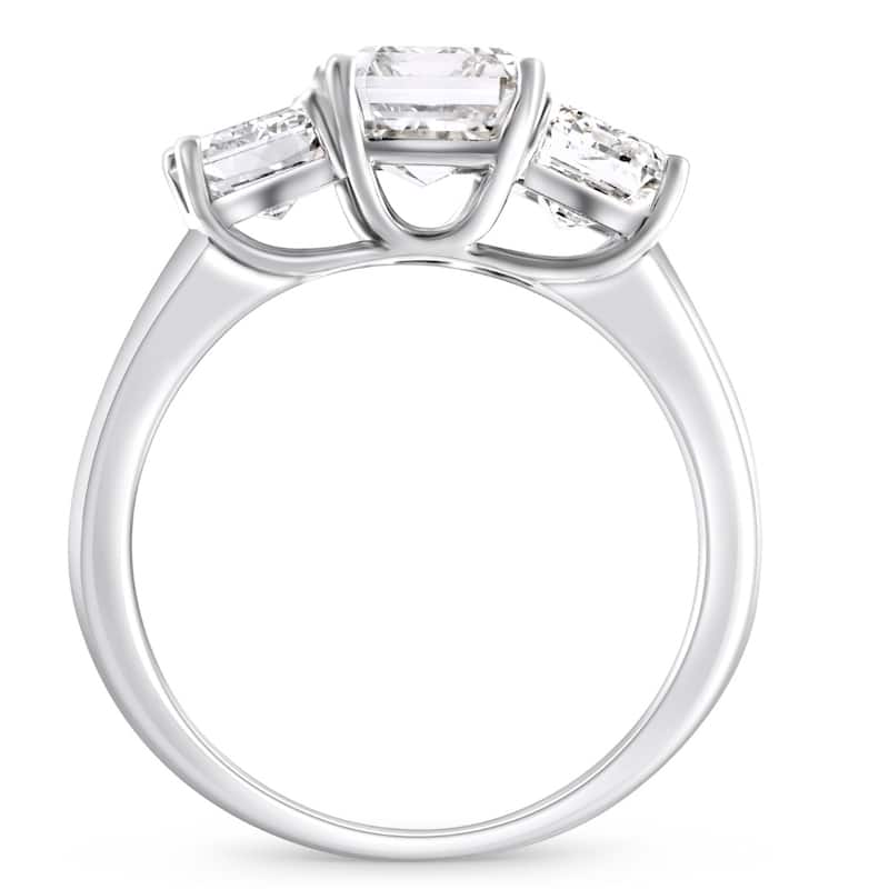3.55Ct TW Emerald Cut Three Stone Engagement Ring White Gold Lab Grown