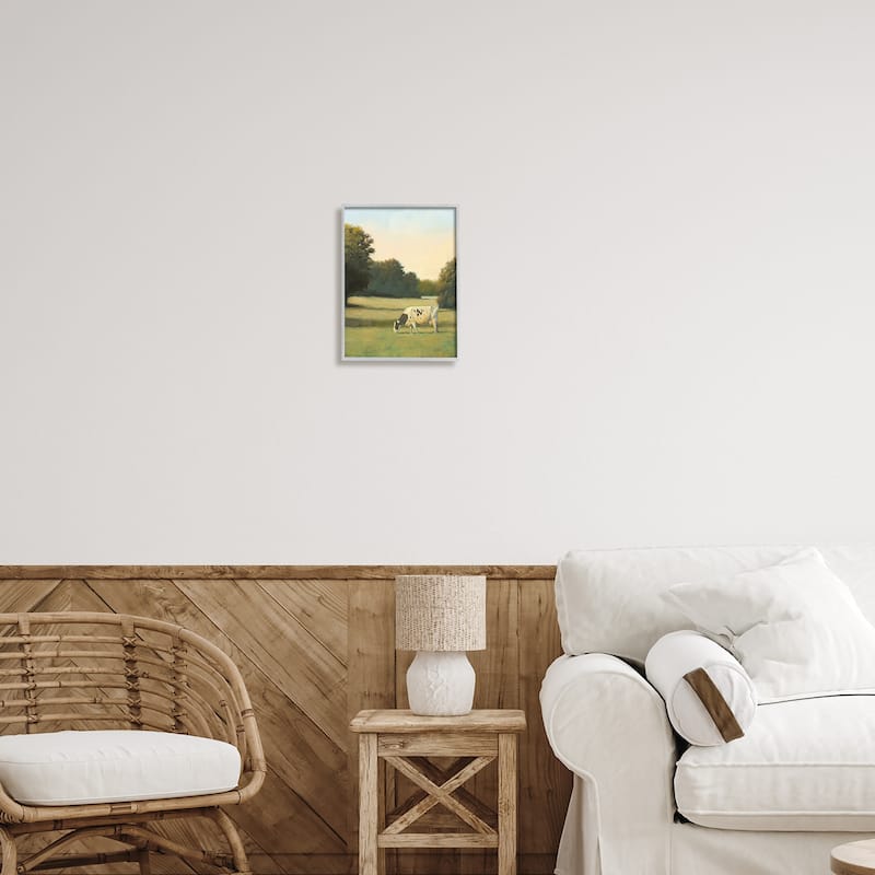 Stupell Cow Grazing in Pasture Framed Giclee Art Design by James Wiens