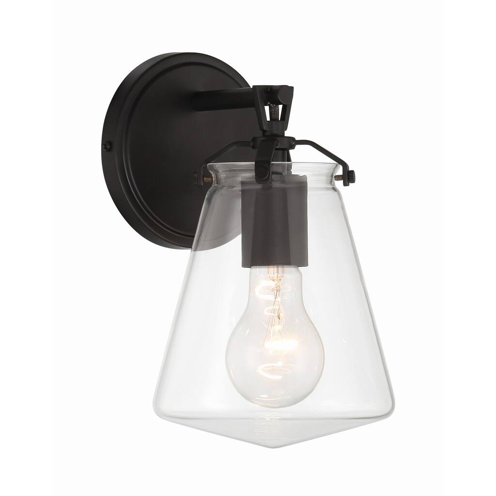 Voss 1 Light Matte Black Sconce - 5.75"W x 9.75"H x 6.5"D