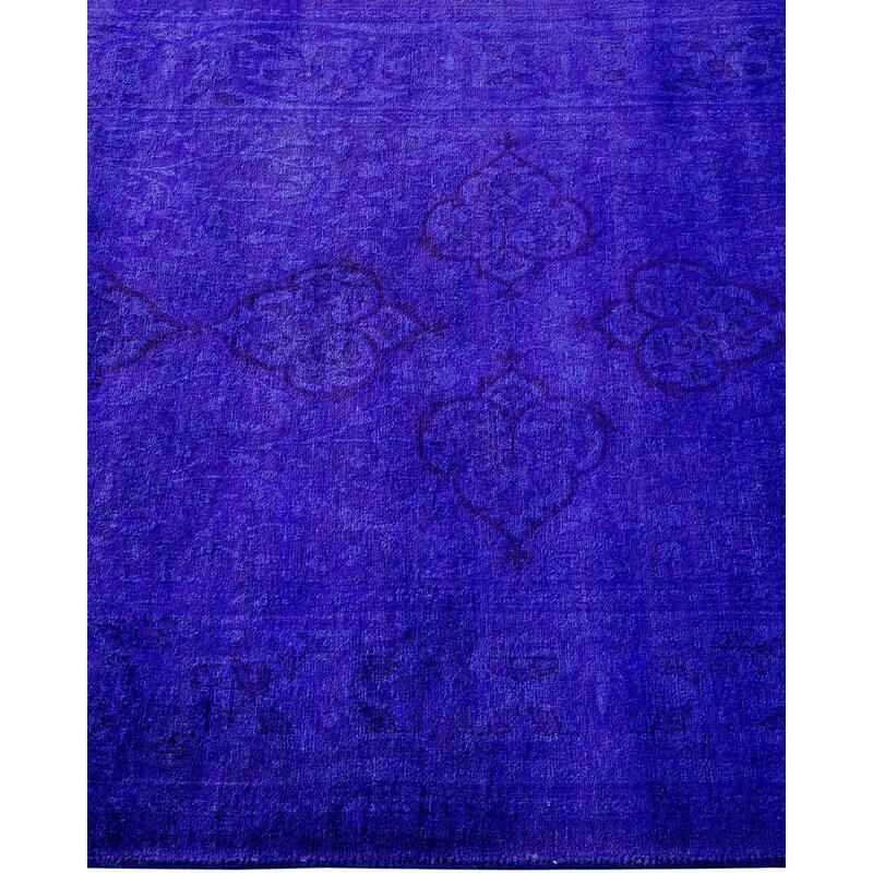 Overton Hand Knotted Wool Vintage Inspired Modern Contemporary Overdyed Navy Runner Rug - 2' 8" x 11' 7"