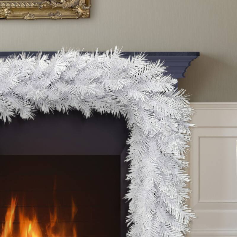 Puleo International 9' x 10" Artificial White Round Valley Pine Garland