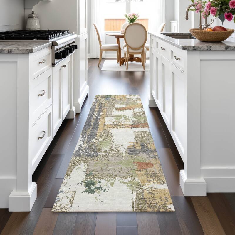 Machine Washable Indoor/Outdoor Casual Contemporary Chantille Rug