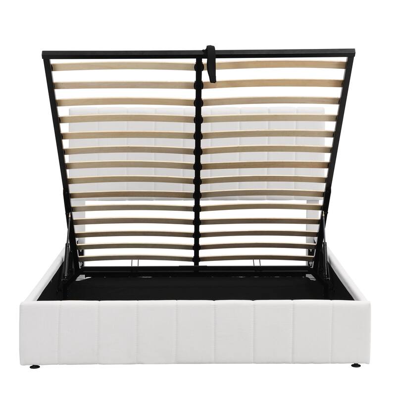 Linen Upholstered Platform Bed with a Hydraulic Storage System