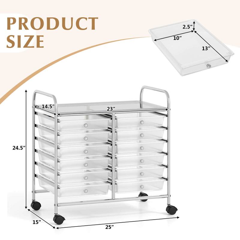 Costway 12 Drawers Rolling Cart Storage Scrapbook Paper Studio - See Details