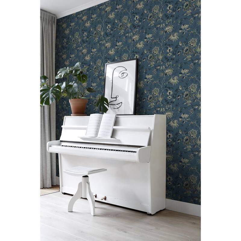 Juliet Blue Decorative Jacobean Wallpaper