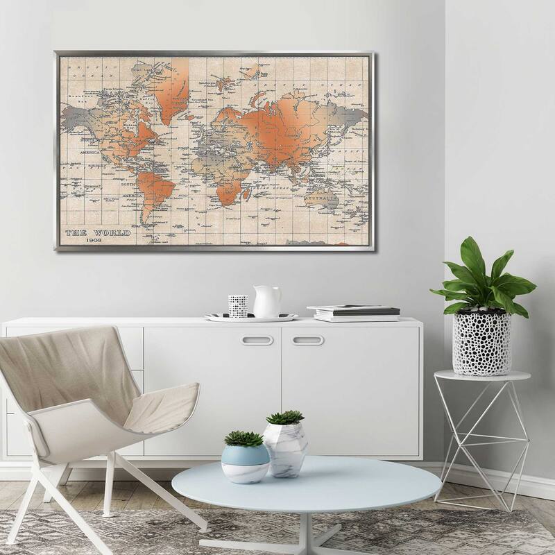 "World Map" Print on Floating Canvas
