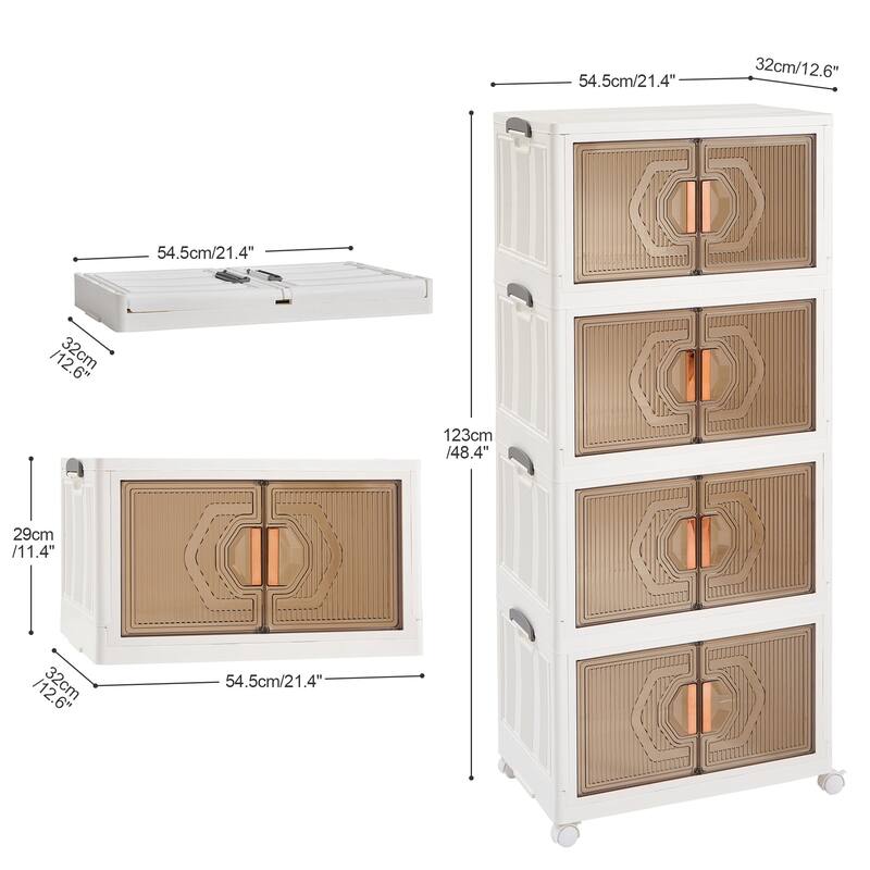 VECELO Storage Bins with Lids, Stackable Storage Bins with Wheels & Folding Plastic Storage Boxes