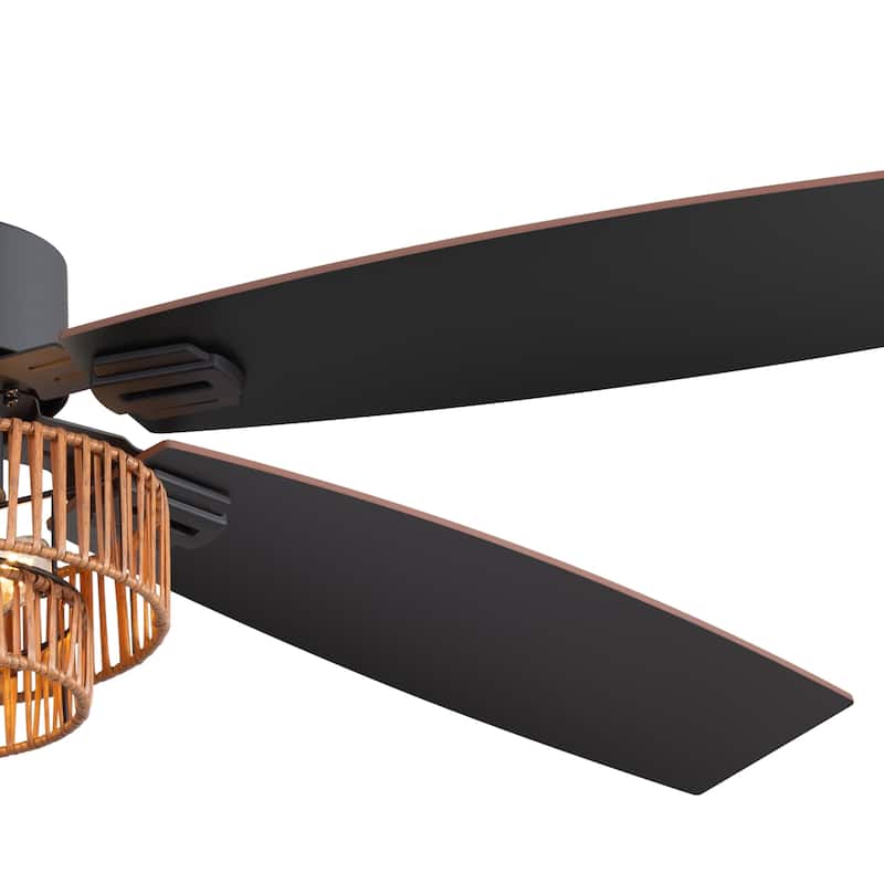 52" Farmhouse Reversible 5-Blade Ceiling Fan with Light and Remote
