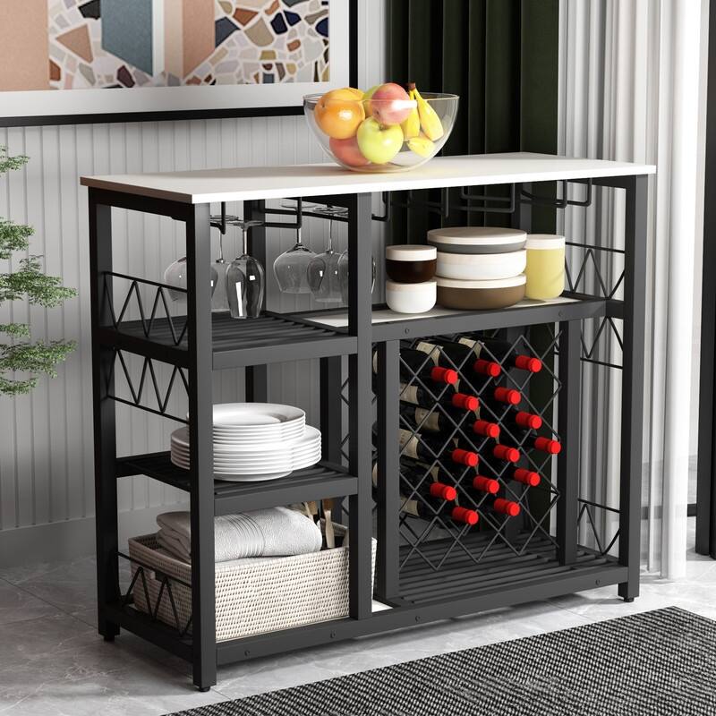 Freestanding Wine Rack Table with 21 Bottles for Small Places ...