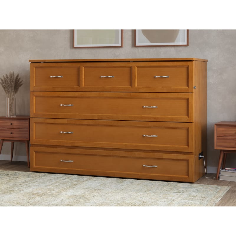 Murphy Bed Chest with Mattress & USB Ports - Twin XL, Full Sizes - Space Saving Furniture