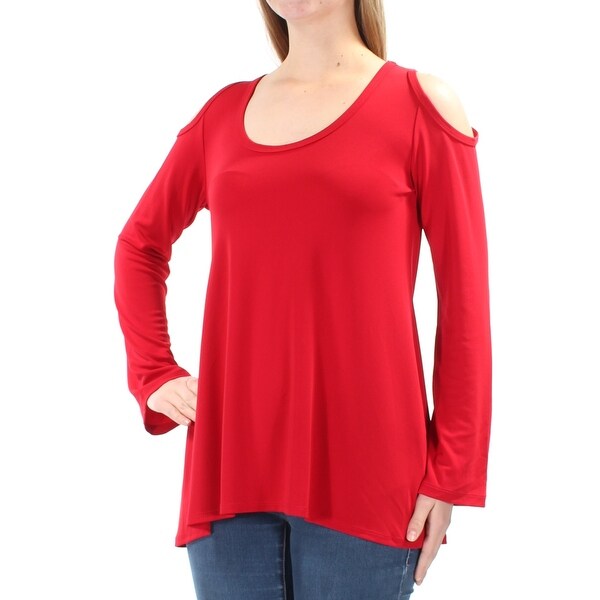 Karen Kane Womens Mock-Neck Cutout Sweater Red XL
