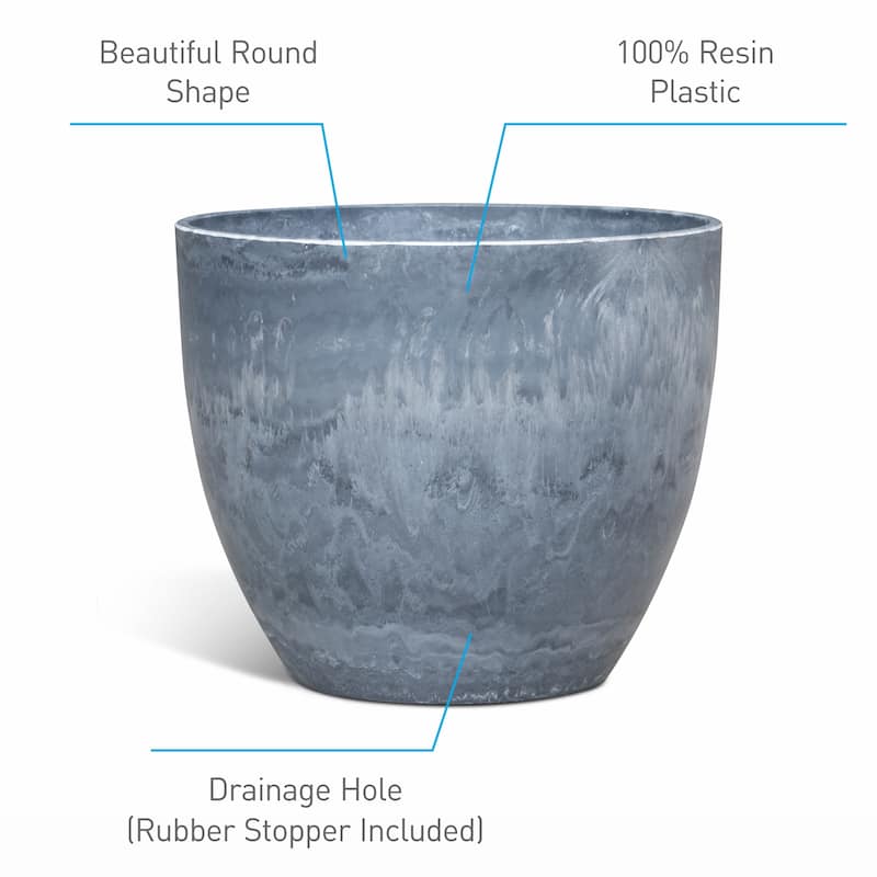 10.6 Inch Plastic Plant Pot Set of 2 Round Planter, Indoor/Outdoor