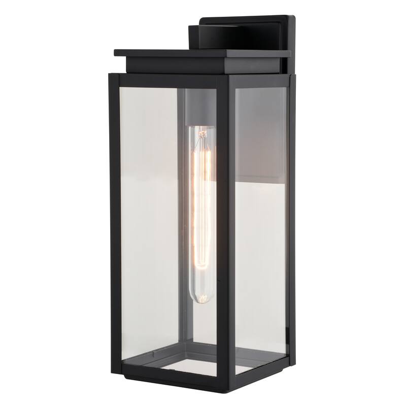 VAXCEL Uptown 1-Light Matte Black Transitional Outdoor Wall Sconce made of Durable Metal, Clear Glass Shade, LED Compatible