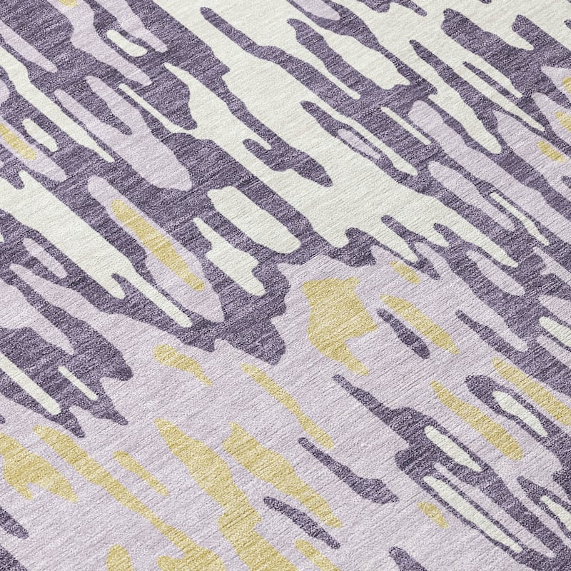 Machine Washable Indoor/ Outdoor Modern Watercolor Chantille Rug