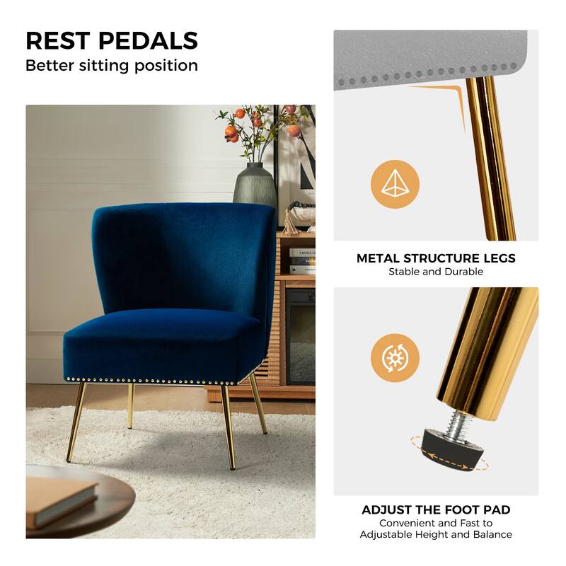 Celtia Modern Velvet Accent Side Chair with Nailhead Trim by HULALA HOME