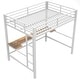 preview thumbnail 28 of 64, Gaming Loft Bed with RGB LED Light & USB Charge Station, Metal Loft Bed Frame w/Built-in Desk & Full-Length Guardrails