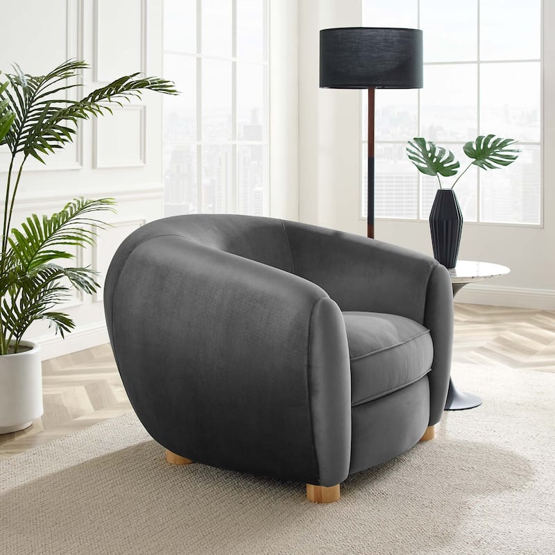 Abundant Performance Velvet Armchair - Charcoal